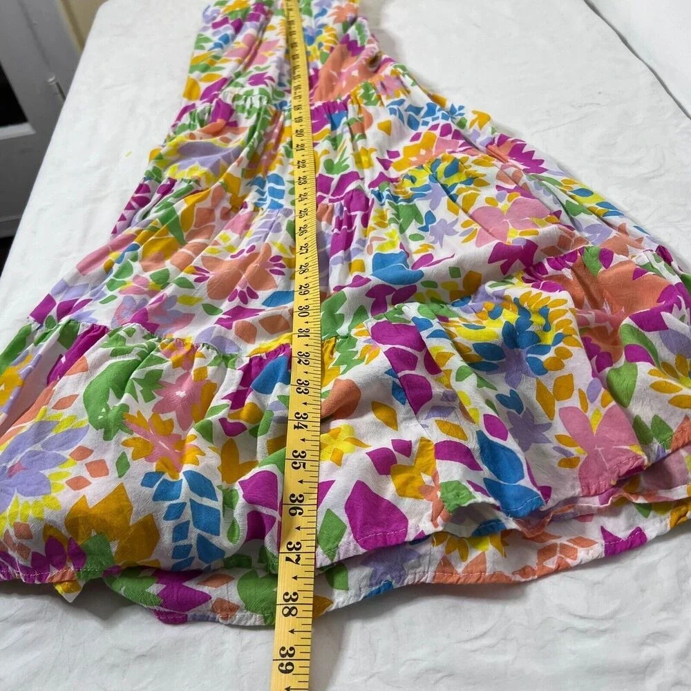 Mister Zimi Women's Dress 8 Sleeveless Tiered Trapeze Midi Kaleidoscope‎ Cottage